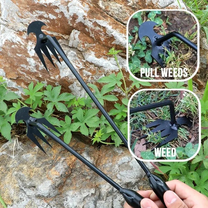 Gardening Tools To Remove Weeds - 2 in 1 Garden Rake Manual