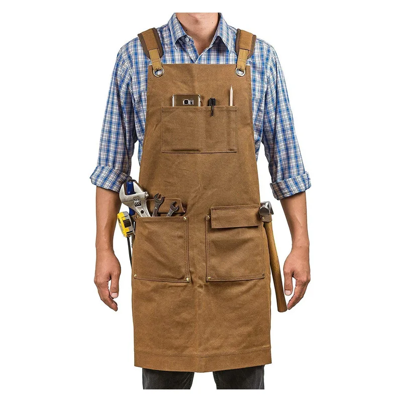 Gardening Tools Logo - Thickened Canvas Apron Waterproof Oil Wax